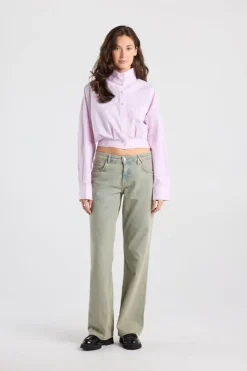 Blouse Belle cropped blouse met funnel kraag