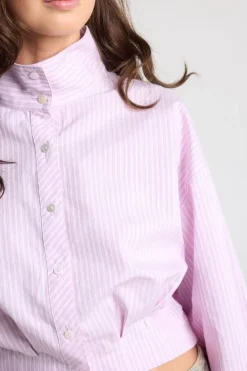 Blouse Belle cropped blouse met funnel kraag