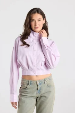 Blouse Belle cropped blouse met funnel kraag