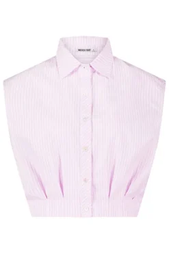 Blouse Inny mouwloze cropped blouse met krijtstreep