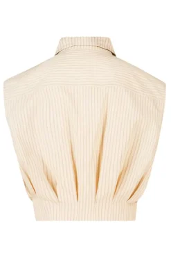 Blouse Inny mouwloze cropped blouse met krijtstreep