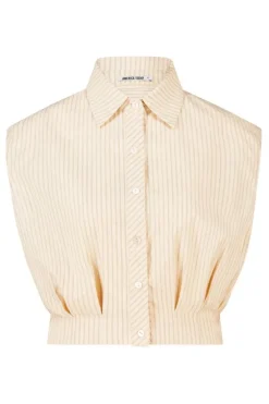 Blouse Inny mouwloze cropped blouse met krijtstreep