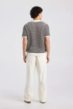 Broek Patrick straight fit linnen broek met elastische tailleband