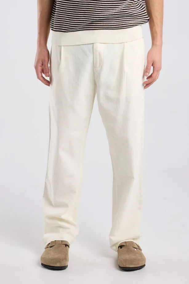 Broek Patrick straight fit linnen broek met elastische tailleband