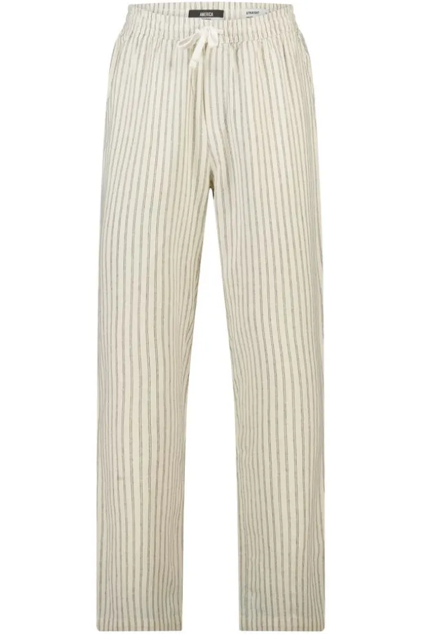 Broek Phillon straight fit linnen broek met elastische tailleband