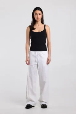 Broek Promise linnen broek met high waist en trekkoord