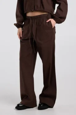 Broek Promise linnen broek met high waist en trekkoord