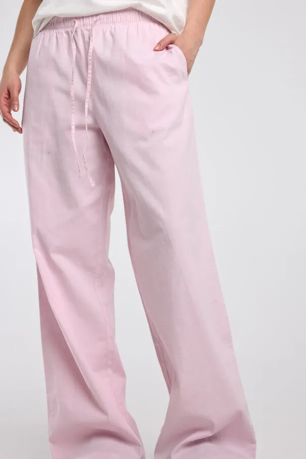 Broek Promise linnen broek met high waist en trekkoord