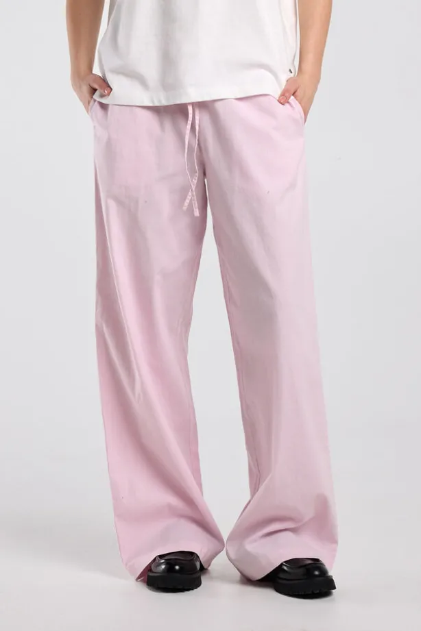 Broek Promise linnen broek met high waist en trekkoord