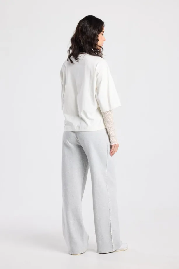 Cleo joggingbroek joggingbroek met kanten tape op de zijnaad