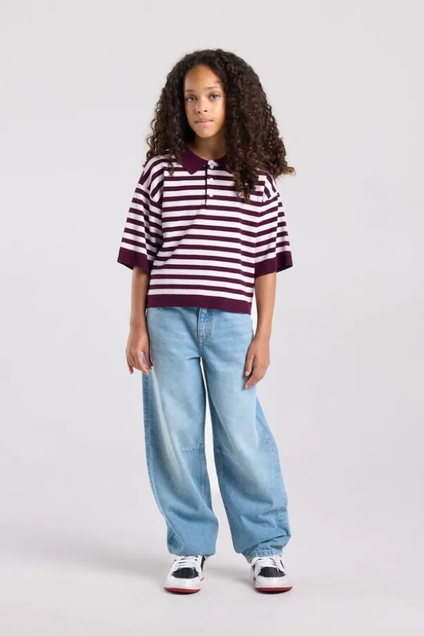 Gebreide polo Kirsten Jr gebreide polo met gestreept design