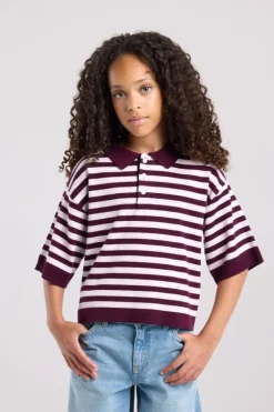 Gebreide polo Kirsten Jr gebreide polo met gestreept design