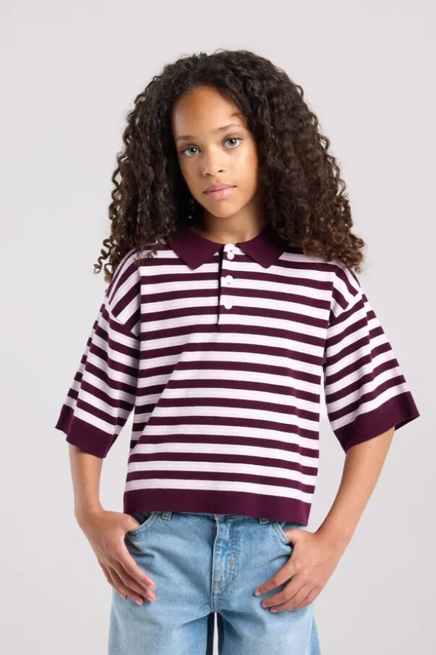 Gebreide polo Kirsten Jr gebreide polo met gestreept design
