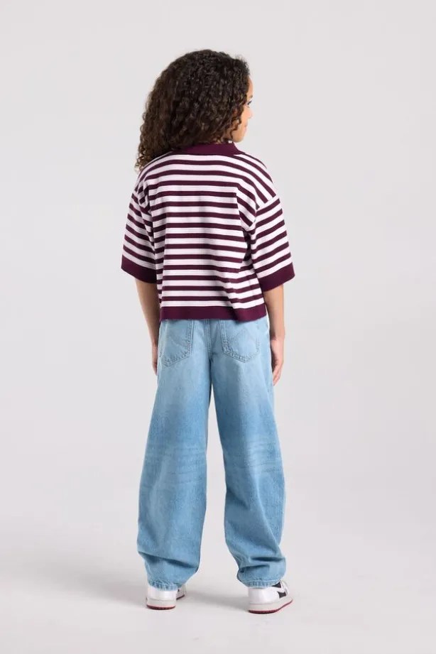 Gebreide polo Kirsten Jr gebreide polo met gestreept design
