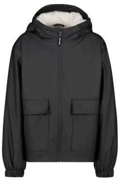Jael JR raincoat korte regenjas met teddycapuchon en drukknoopsluiting