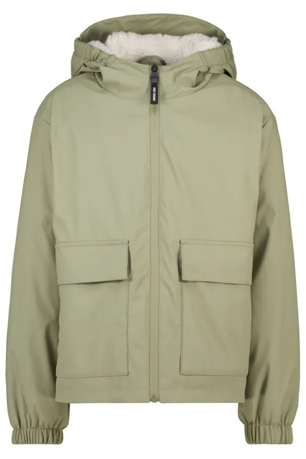 Jael JR raincoat korte regenjas met teddycapuchon en drukknoopsluiting