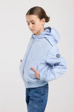 Jas Joanna JR gewatteerde jas met capuchon en gekleurde schouderbies
