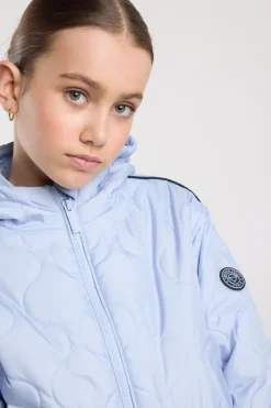 Jas Joanna JR gewatteerde jas met capuchon en gekleurde schouderbies