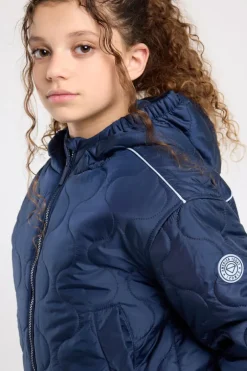 Jas Joanna JR gewatteerde jas met capuchon en gekleurde schouderbies