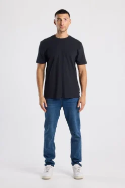 Jeans Neil slim fit jeans met button fly en zwarte wassing