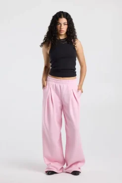 Joggingbroek Carrie wide leg joggingbroek met plooien en tailleband