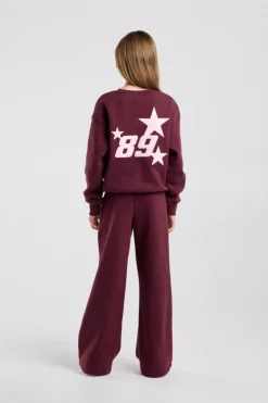 Joggingbroek Cassia Jr wide leg joggingbroek met bordeaux piping