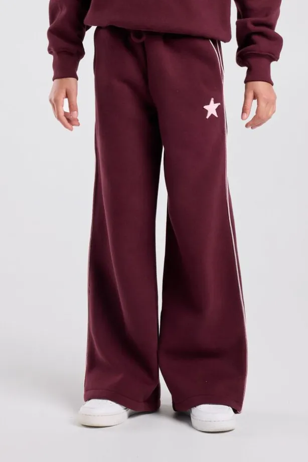 Joggingbroek Cassia Jr wide leg joggingbroek met bordeaux piping