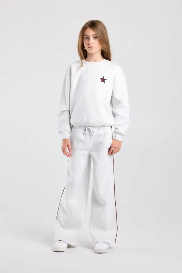 Joggingbroek Cassia Jr wide leg joggingbroek met bordeaux piping