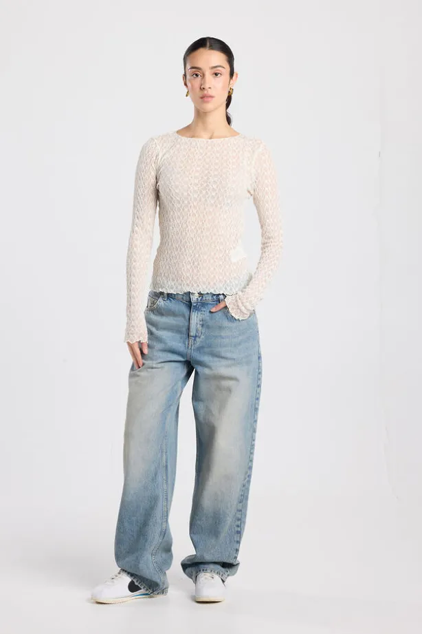 Longsleeve Lillo kanten longsleeve met lettuce hem