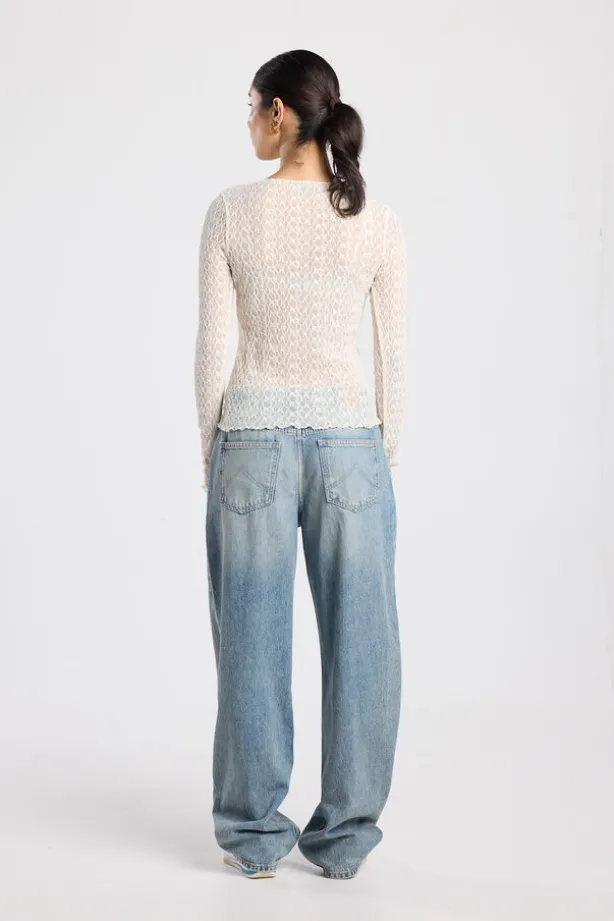Longsleeve Lillo kanten longsleeve met lettuce hem