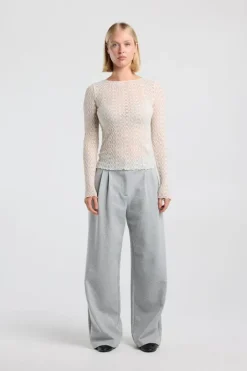 Longsleeve Lillo kanten top met lange mouwen en ronde hals