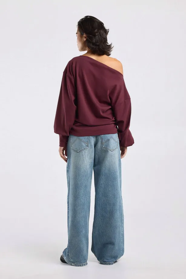 Longsleeve Linda loose fit long sleeve met rimpeldetails