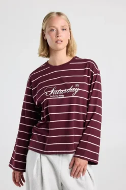 Longsleeve Liv gestreepte longsleeve met wijde mouwen en frontprint