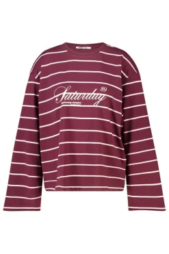 Longsleeve Liv gestreepte longsleeve met wijde mouwen en frontprint