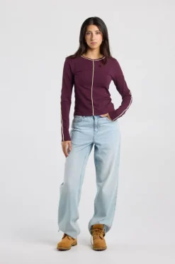 Longsleeve Lois fitted longsleeve met piping