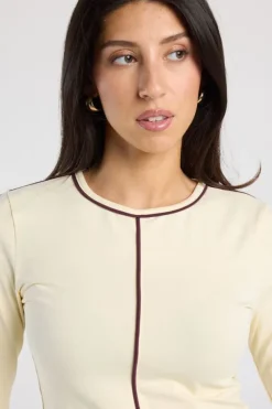 Longsleeve Lois fitted longsleeve met piping
