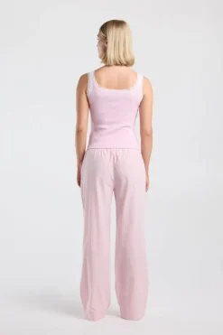 Loungepants Mya geweven loungepants met lange lengte