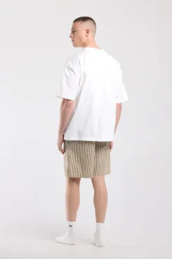 Lounge short Lex gestreepte lounge short met elastische tailleband en trekkoord