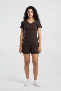 Lounge short May lounge short van waffle fabric met elastische waistband