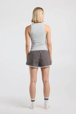 Lounge short Mika lounge short met ruitpatroon en elastische tailleband