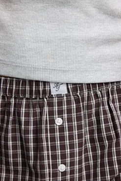 Lounge short Mika lounge short met ruitpatroon en elastische tailleband