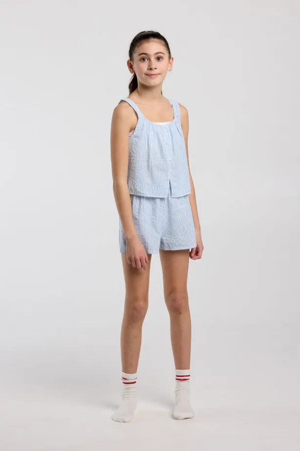 Lounge short Mimi Jr gestreepte lounge short voor meisjes