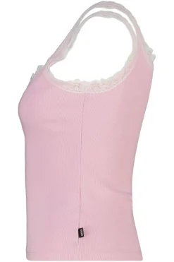 Loungetop Moos loungetop met slim fit en lace detail