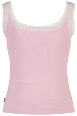 Loungetop Moos loungetop met slim fit en lace detail