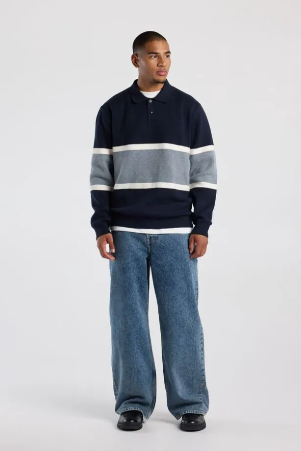 Polo Kaleb gebreide polo met colorblock design