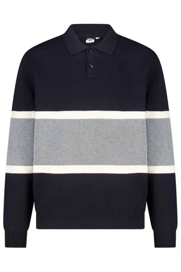 Polo Kaleb gebreide polo met colorblock design