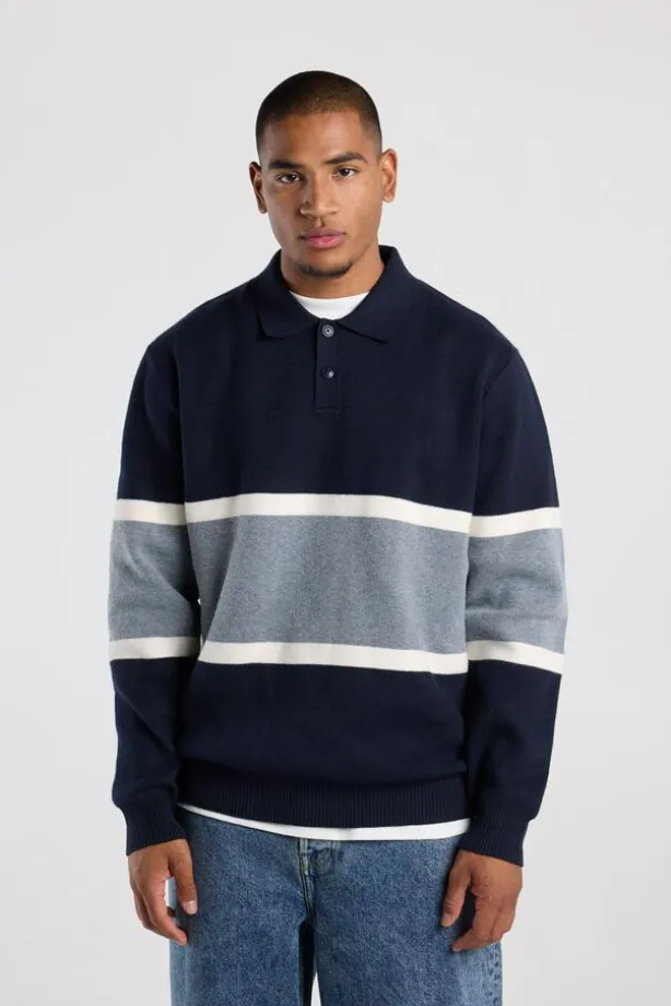 Polo Kaleb gebreide polo met colorblock design