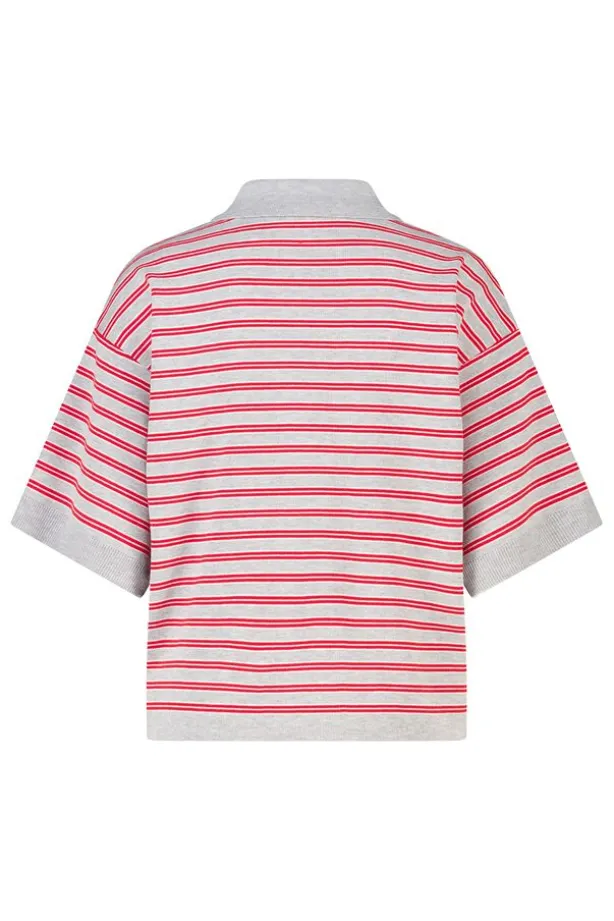 Polo Kirsten gestreepte loose fit polo met knoopsluiting