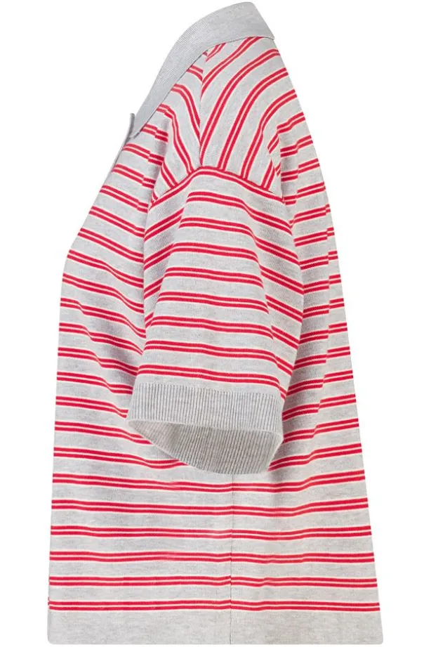 Polo Kirsten gestreepte loose fit polo met knoopsluiting