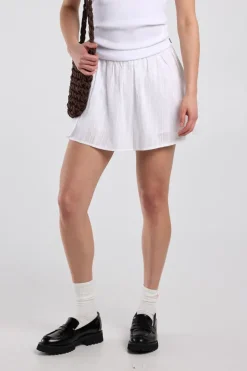 Rok Rachel rok met elastische tailleband en geborduurde strepen